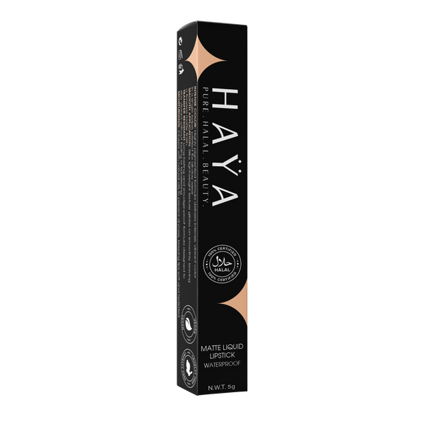 Haya Pure Halal Beauty lipstick packaging on a white background